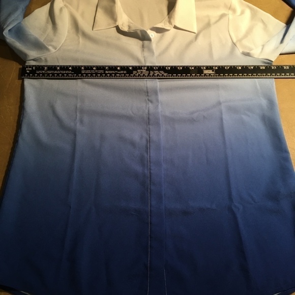 calvin KLEIN 100% Polyester OMBRE DIP DYE Roll Tab Blouse, NWOT, Size Small - Picture 4 of 7